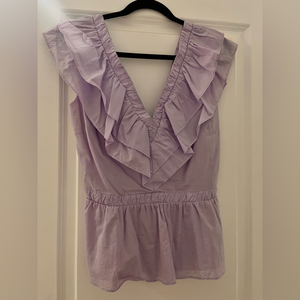 Express Lilac Ruffle V-Neck Top